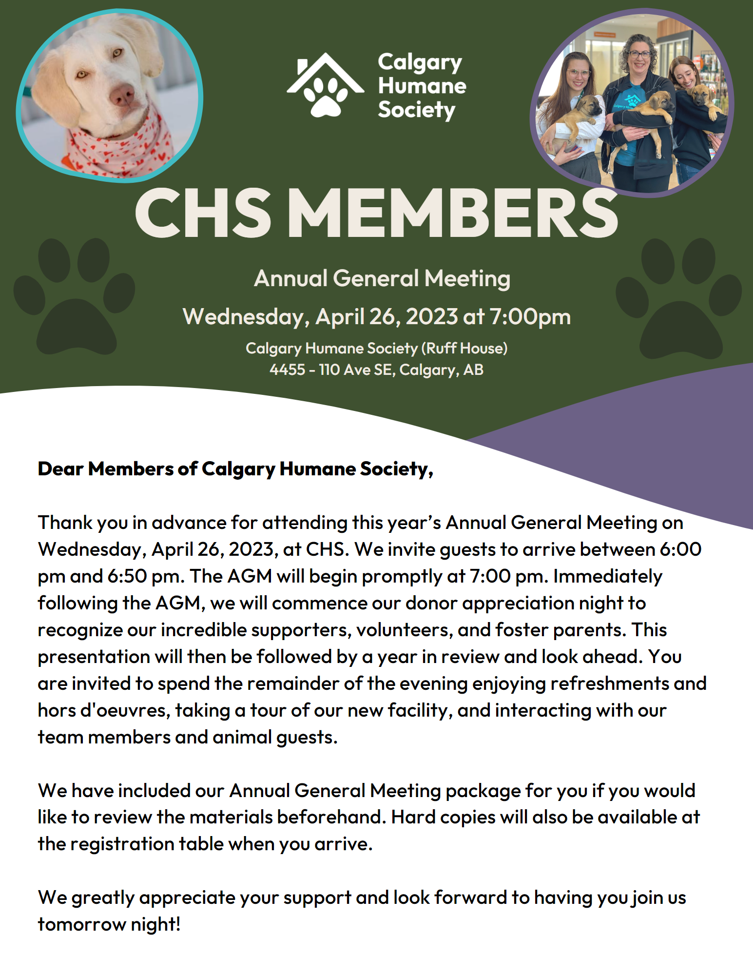 Annual General Meeting Calgary Humane Society